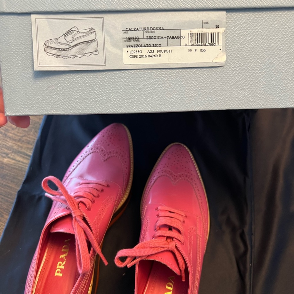 Prada Spazzolato Platform Wingtip Loafers - Picture 4 of 8
